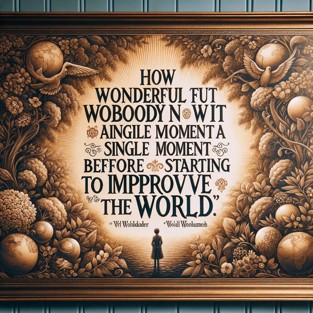 Qué maravilloso es que nadie necesite esperar un solo momento antes de empezar a mejorar el mundo. — Anne Frank