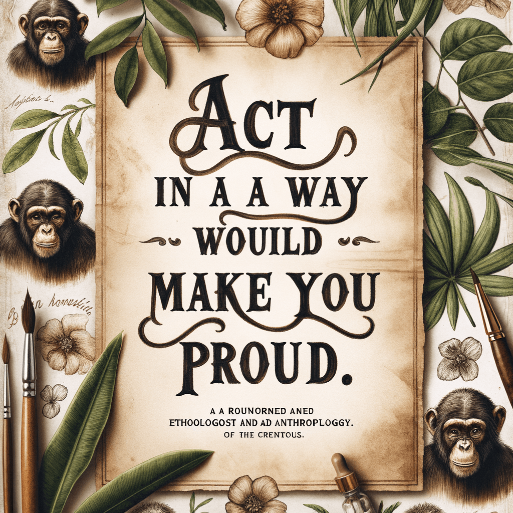 Actúa de manera que te sientas orgulloso. — Jane Goodall
