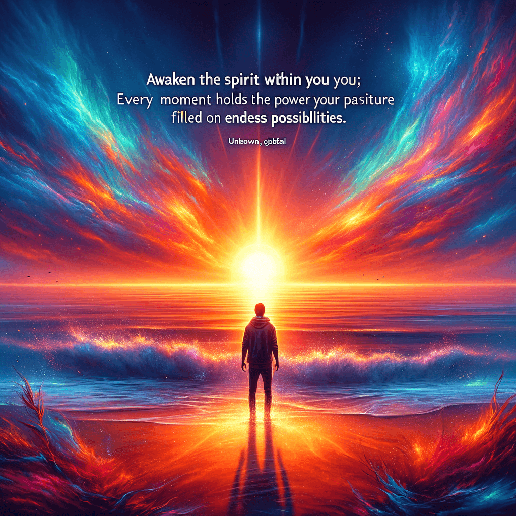 Awaken the spirit within you; every moment holds the power to ignite your passion and create a future filled with endless possibilities. — Unknown, Global.