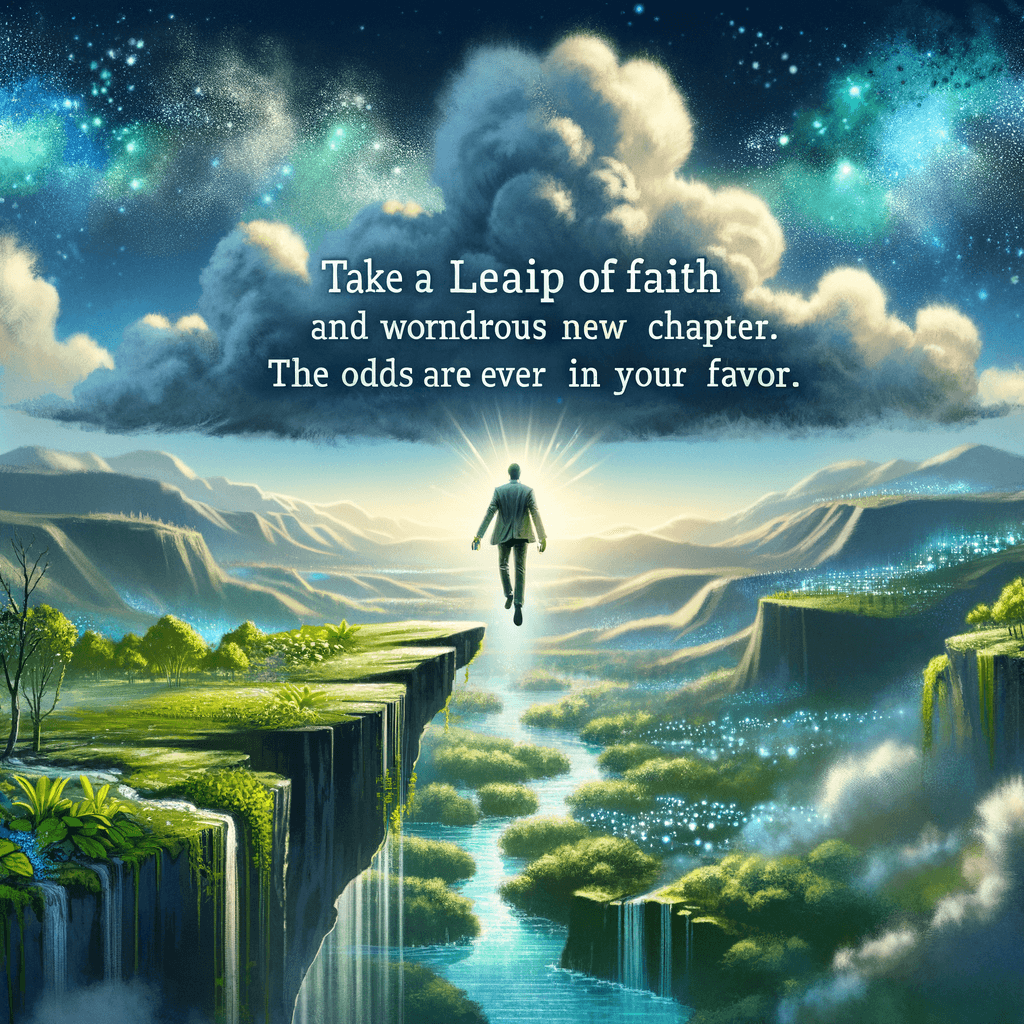 Take a leap of faith and begin this wondrous new chapter. The odds are ever in your favor. — Oprah Winfrey, United States.