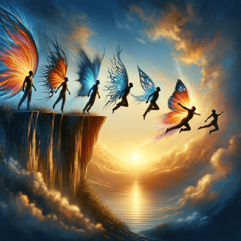 We have to continually be jumping off cliffs and developing our wings on the way down. — Kurt Vonnegut