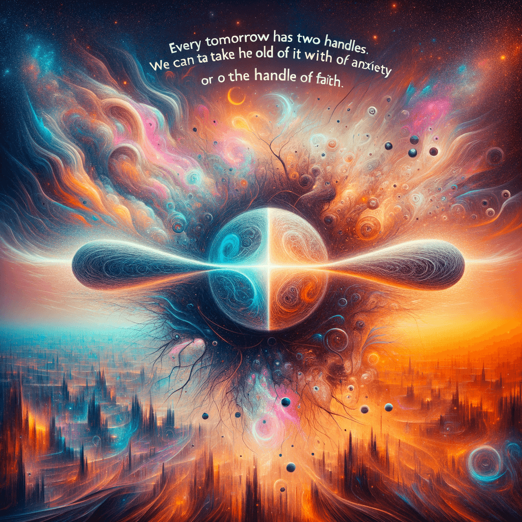 每一个明天都有两个把手。我们可以选择用焦虑的把手去握住它,或用信念的把手去握住它。 — 亨利·沃德·比彻,美国。