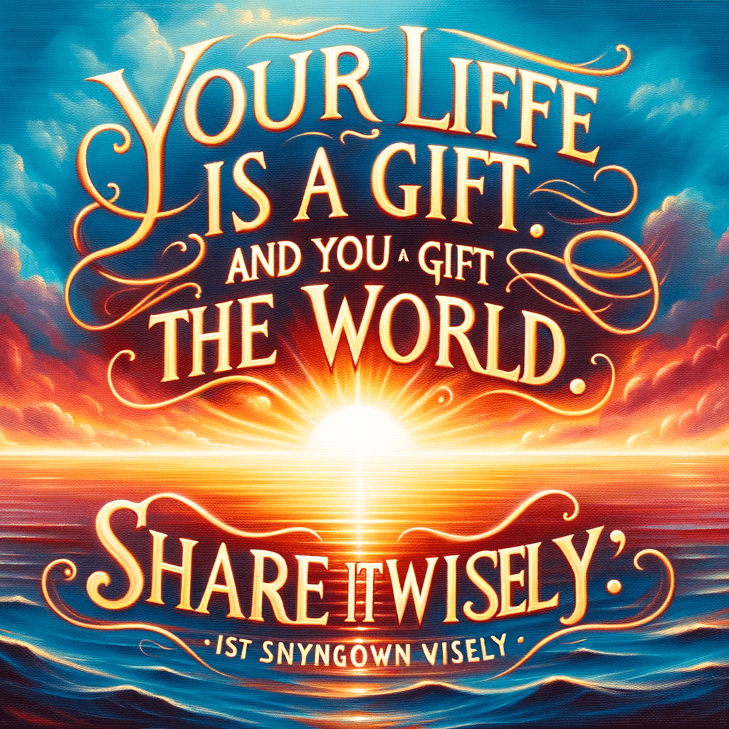 Tu vida es un regalo, y tú eres el regalo para el mundo. Compártelo sabiamente. — Desconocido.