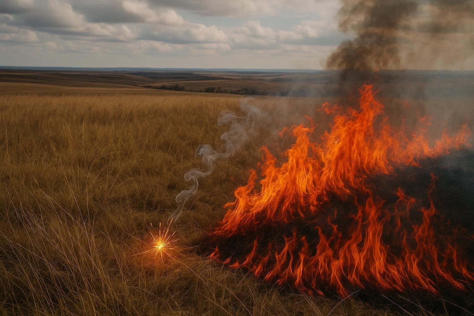 Una sola chispa puede iniciar un incendio en la pradera. — Proverbio africano