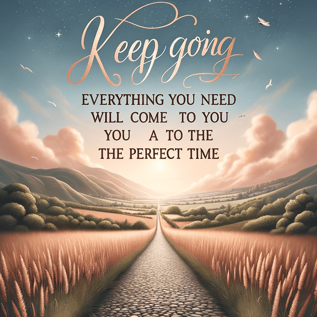 Sigue adelante. Todo lo que necesitas llegará a ti en el momento perfecto. — Desconocido