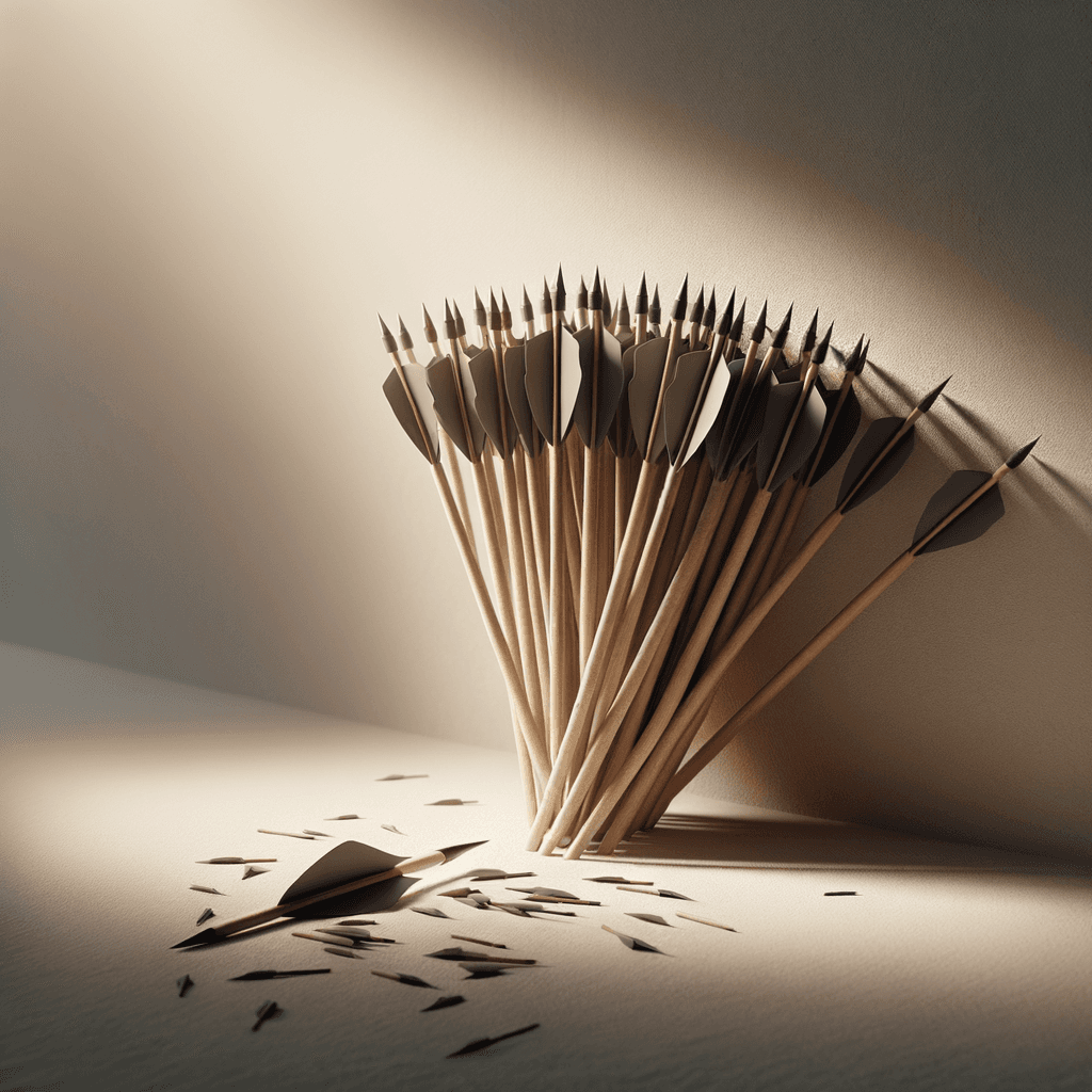 Una sola flecha se rompe fácilmente, pero no diez en un haz. — Proverbio japonés