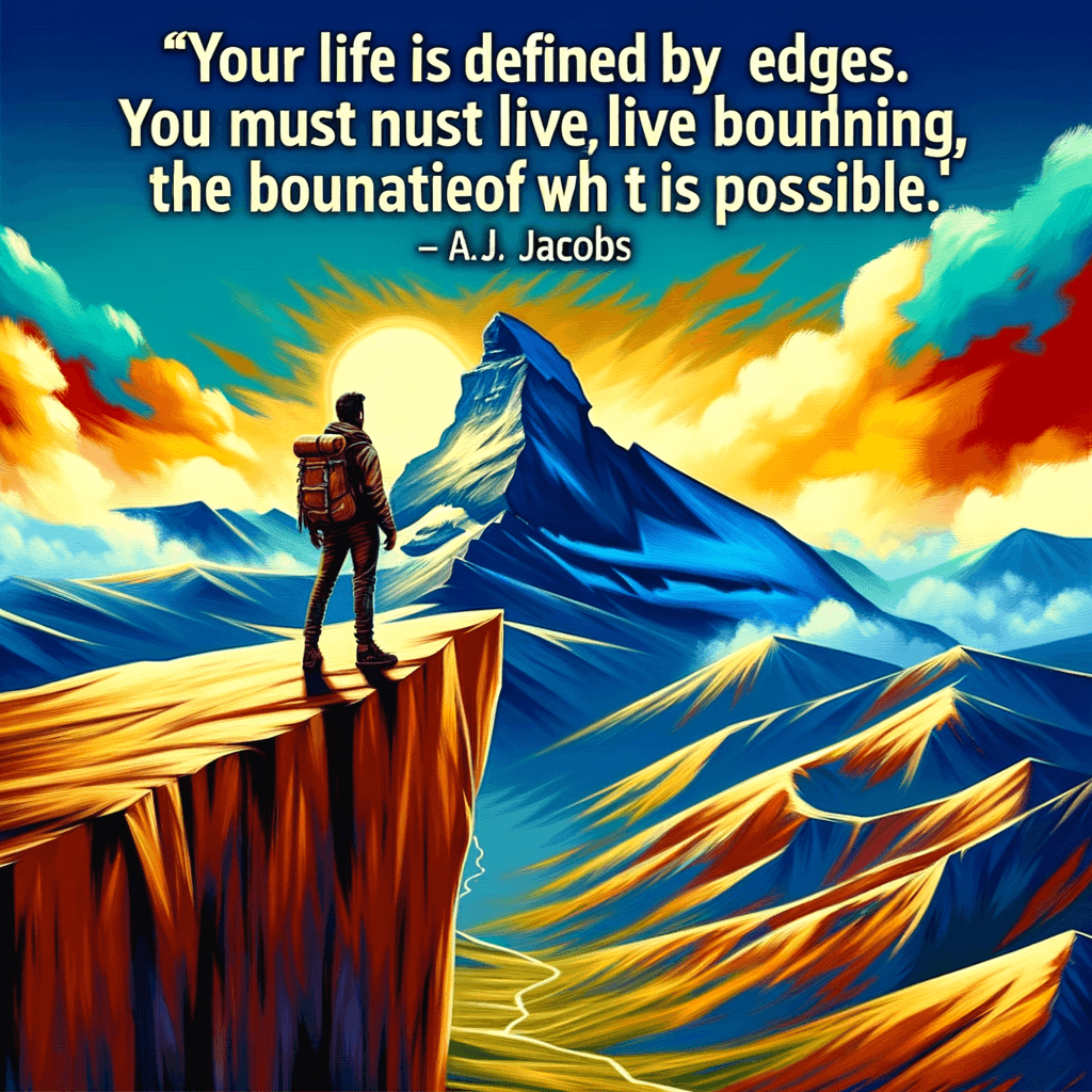 Your life is defined by its edges. You must live boldly, pushing the boundaries of what is possible. — A.J. Jacobs