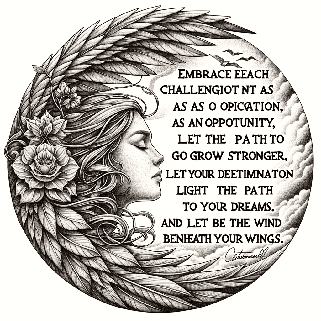 Acepta cada desafío no como un obstáculo, sino como una oportunidad para fortalecerte; deja que tu determinación ilumine el camino hacia tus sueños, y deja que la positividad sea el viento bajo tus alas.