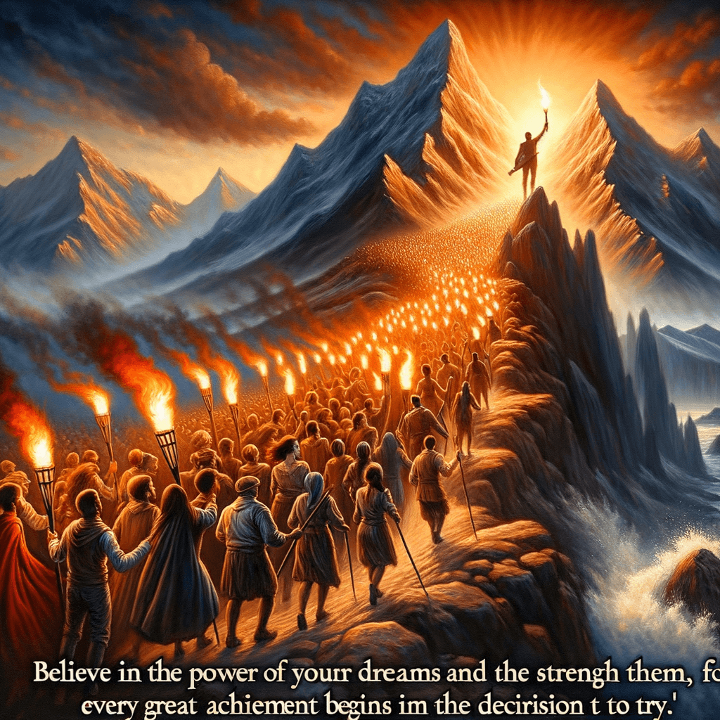 Cree en el poder de tus sueños y en la fuerza para perseguirlos, porque cada gran logro comienza con la decisión de intentarlo. — Desconocido