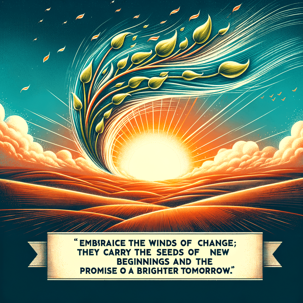 拥抱变革的风;它们带来了新开始的种子和更光明明天的承诺。 — 未知,全球。