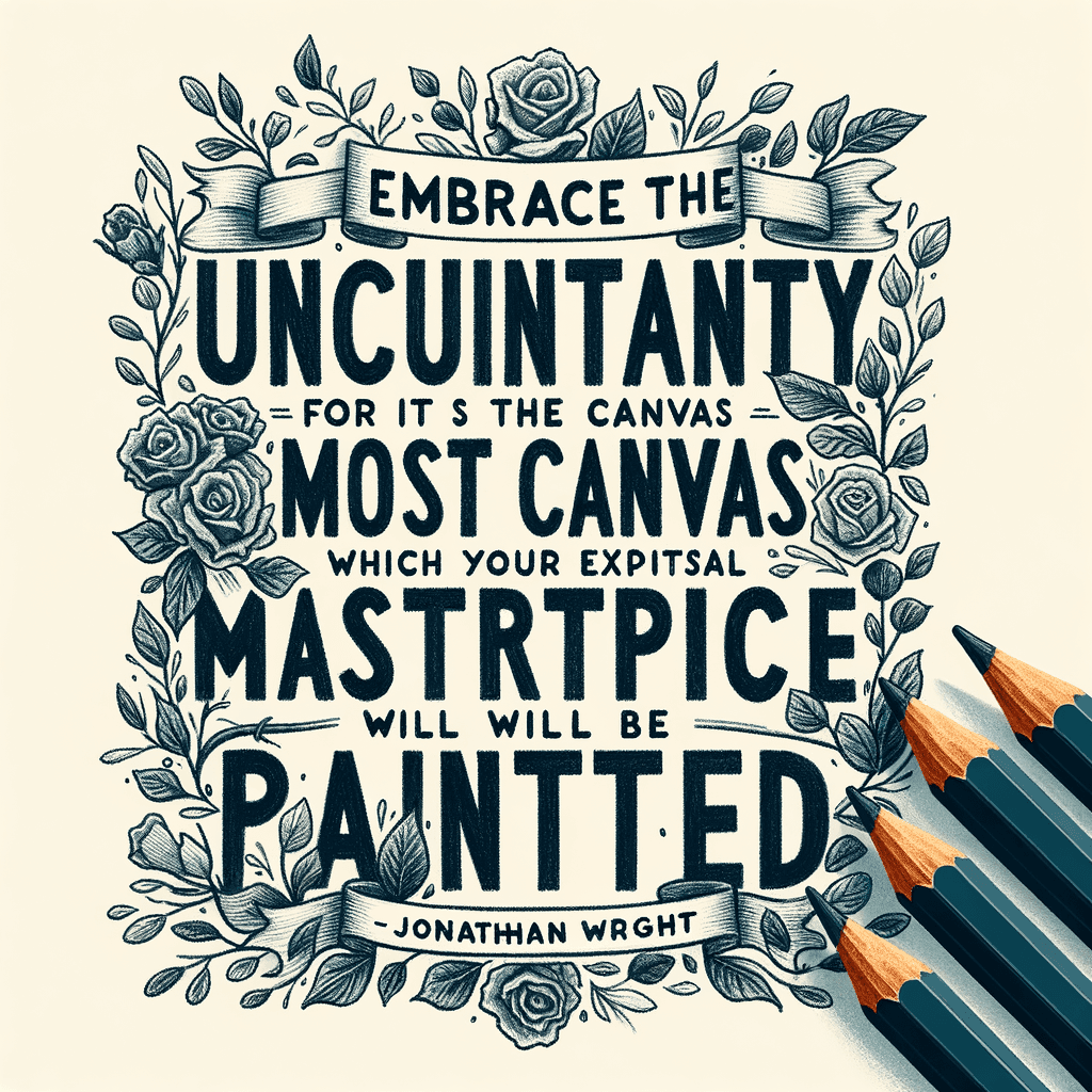 Embrace the uncertainty, for it is the canvas on which your most exceptional masterpiece will be painted. - Jonathan Wright