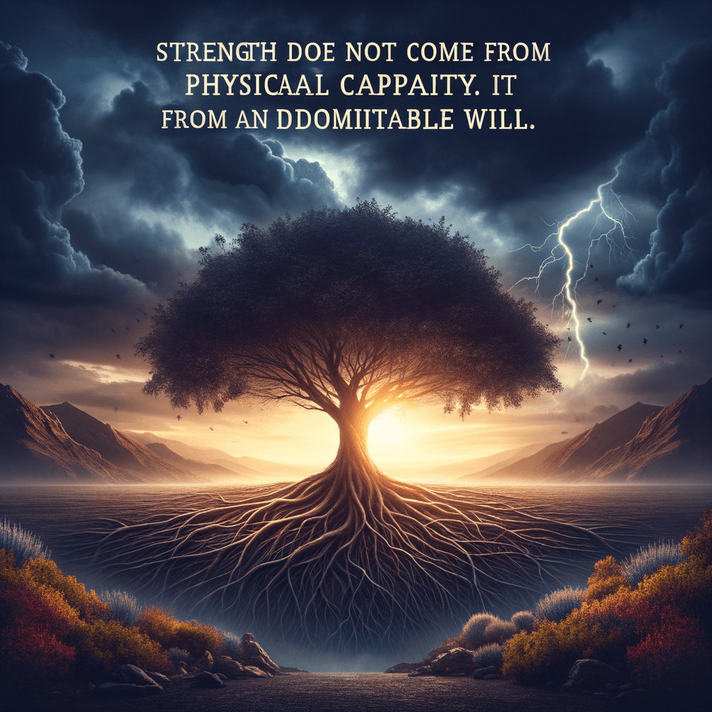 La fuerza no proviene de la capacidad física. Proviene de una voluntad indomable. - Mahatma Gandhi