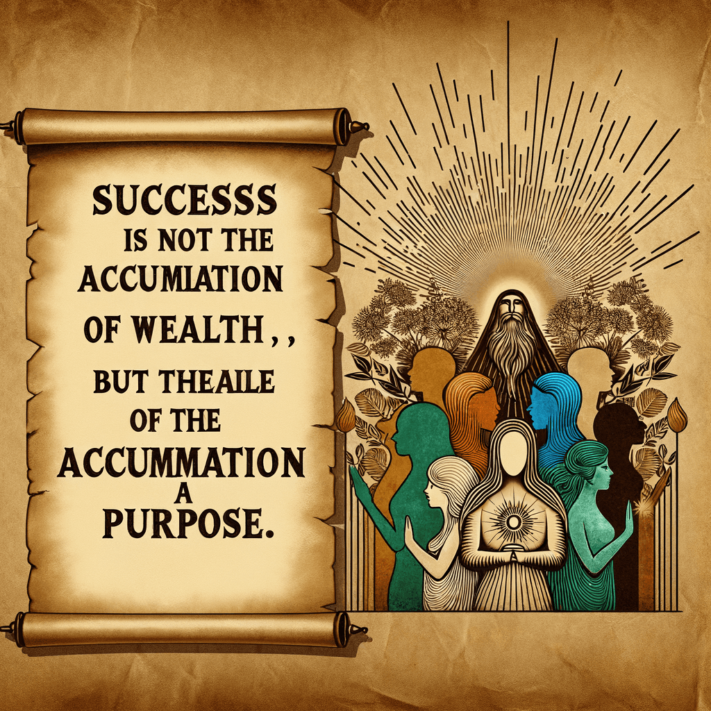 Success is not the accumulation of wealth, but the fulfillment of a purpose. — Mahatma Gandhi, India.