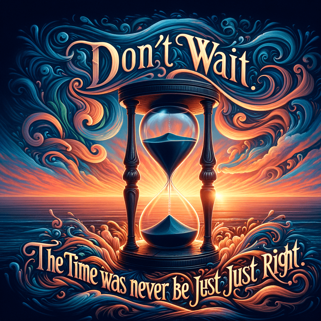Don't Wait. The Time Will Never Be Just Right — Napoleon Hill Don't wait. The time will never be just right. — Napoleon Hill