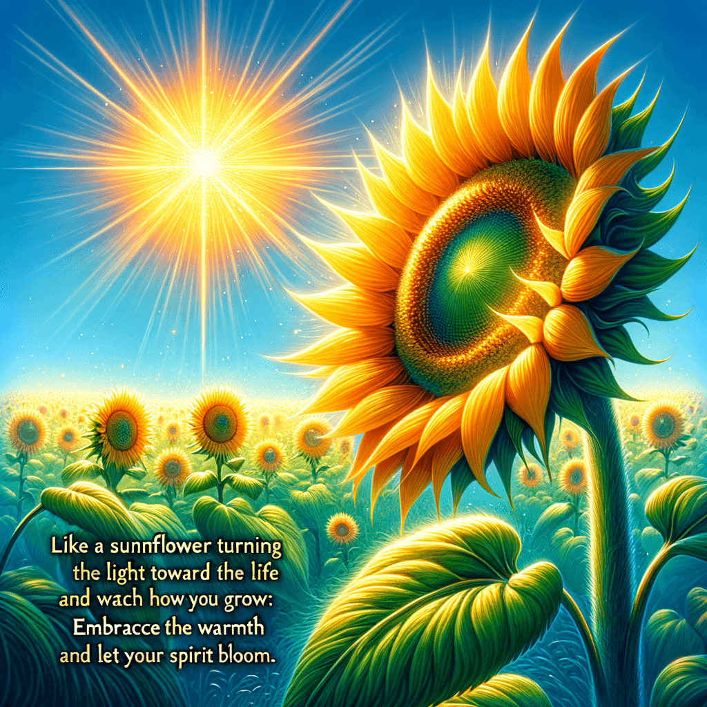 Focus on the Light: Embrace Growth and Warmth - Unknown Like a sunflower turning toward the sun, focus on the light in your life and watch how you grow; emb