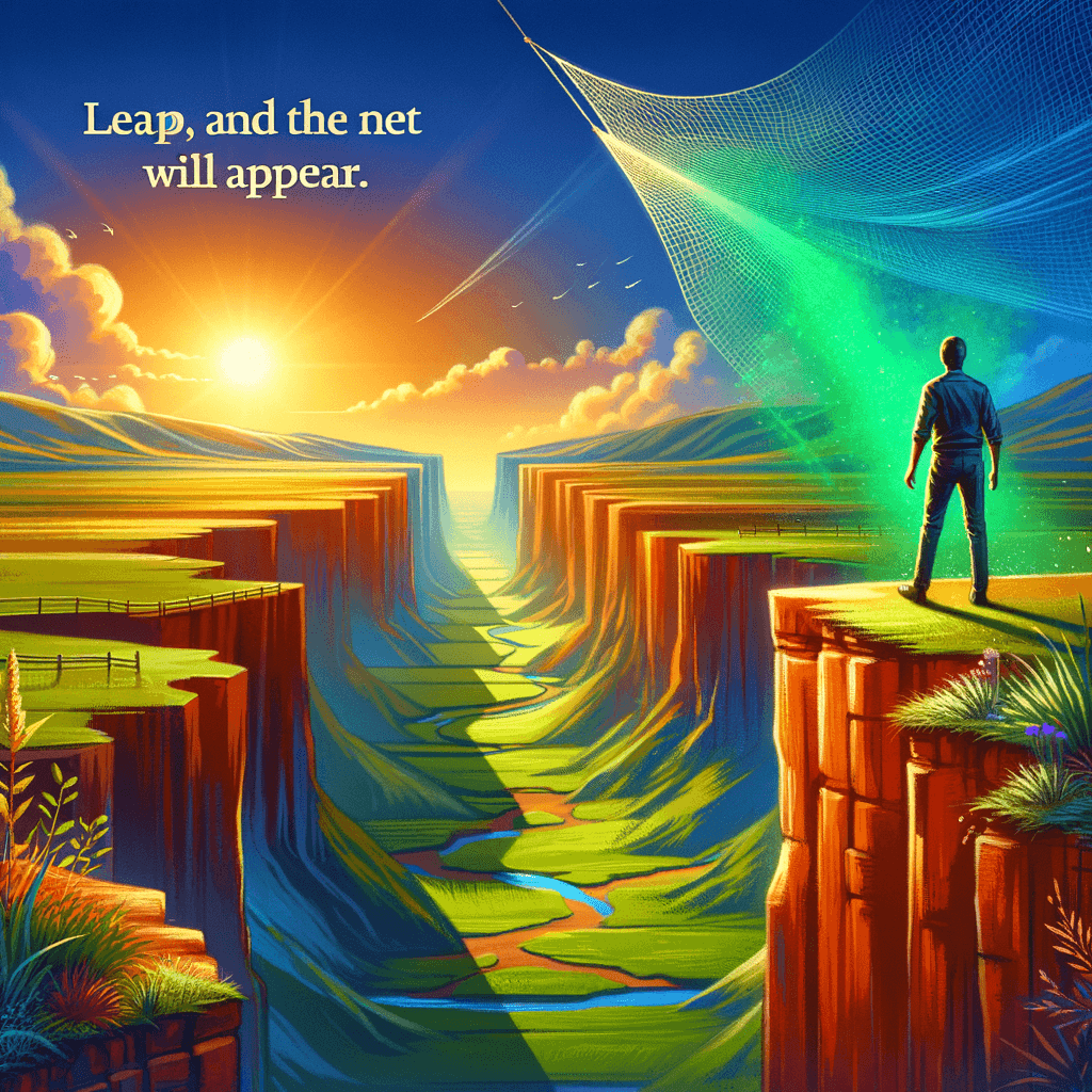 Leap, and the net will appear. — John Burroughs