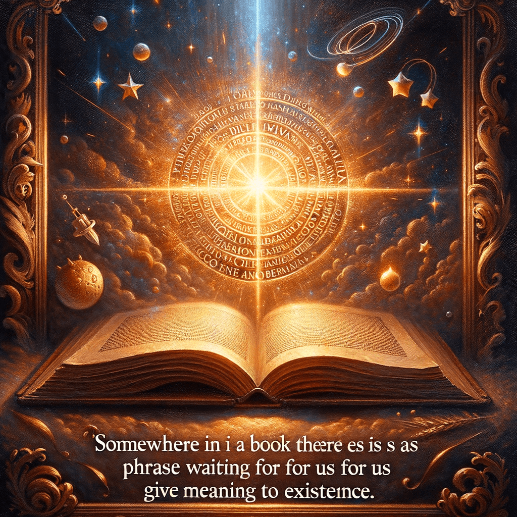 In some place of a book, there is a phrase waiting for us to give meaning to existence. - Miguel de Cervantes