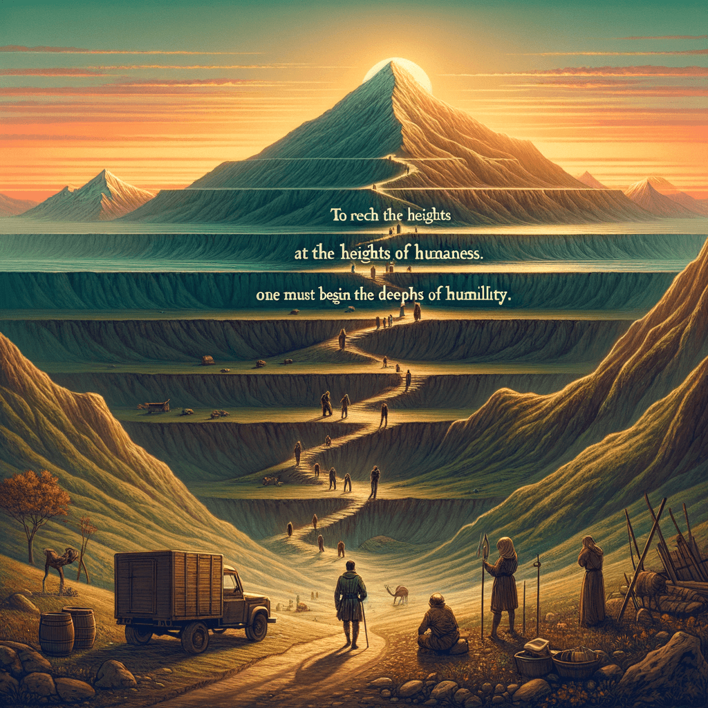 Para alcanzar las alturas de la grandeza, uno debe comenzar en las profundidades de la humildad. — Anónimo