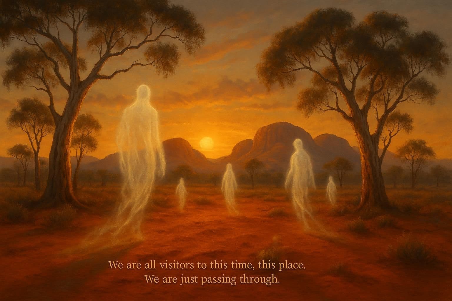 Todos somos visitantes de este tiempo, de este lugar. Solo estamos de paso. — Proverbio aborigen australiano