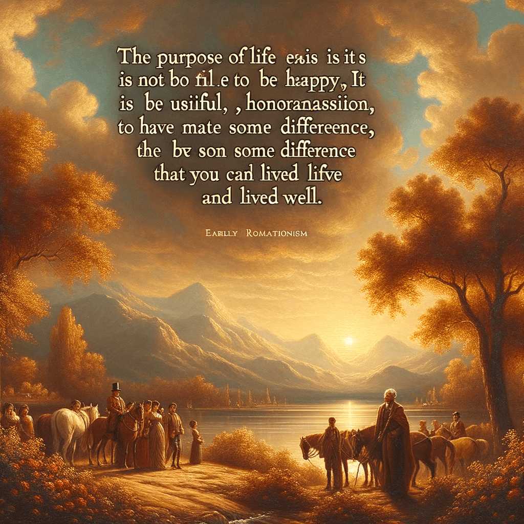 El propósito de la vida no es ser feliz. Es ser útil, ser honorable, ser compasivo, hacer alguna diferencia por haber vivido y haber vivido bien. — Ralph Waldo Emerson