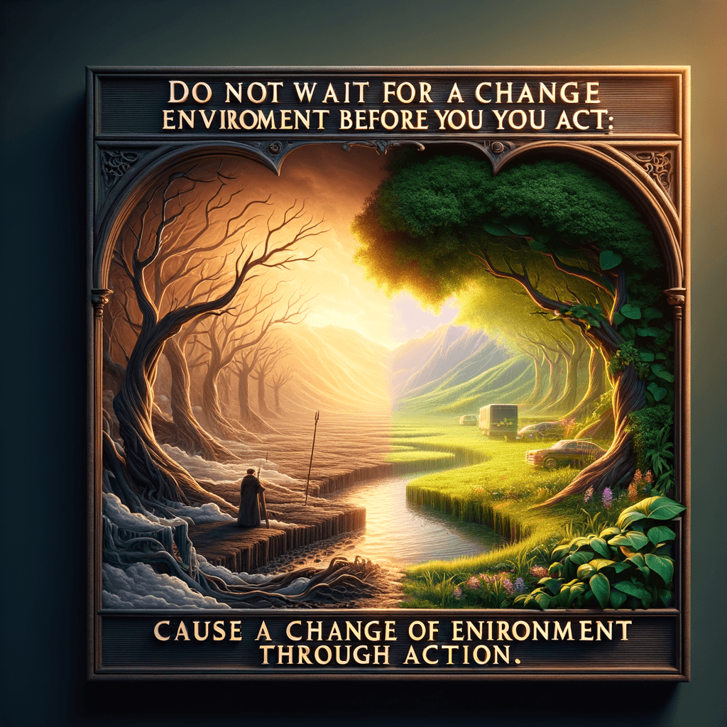 No esperes un cambio de entorno antes de actuar; provoca un cambio de entorno a través de la acción. — William J.H. Boetcker