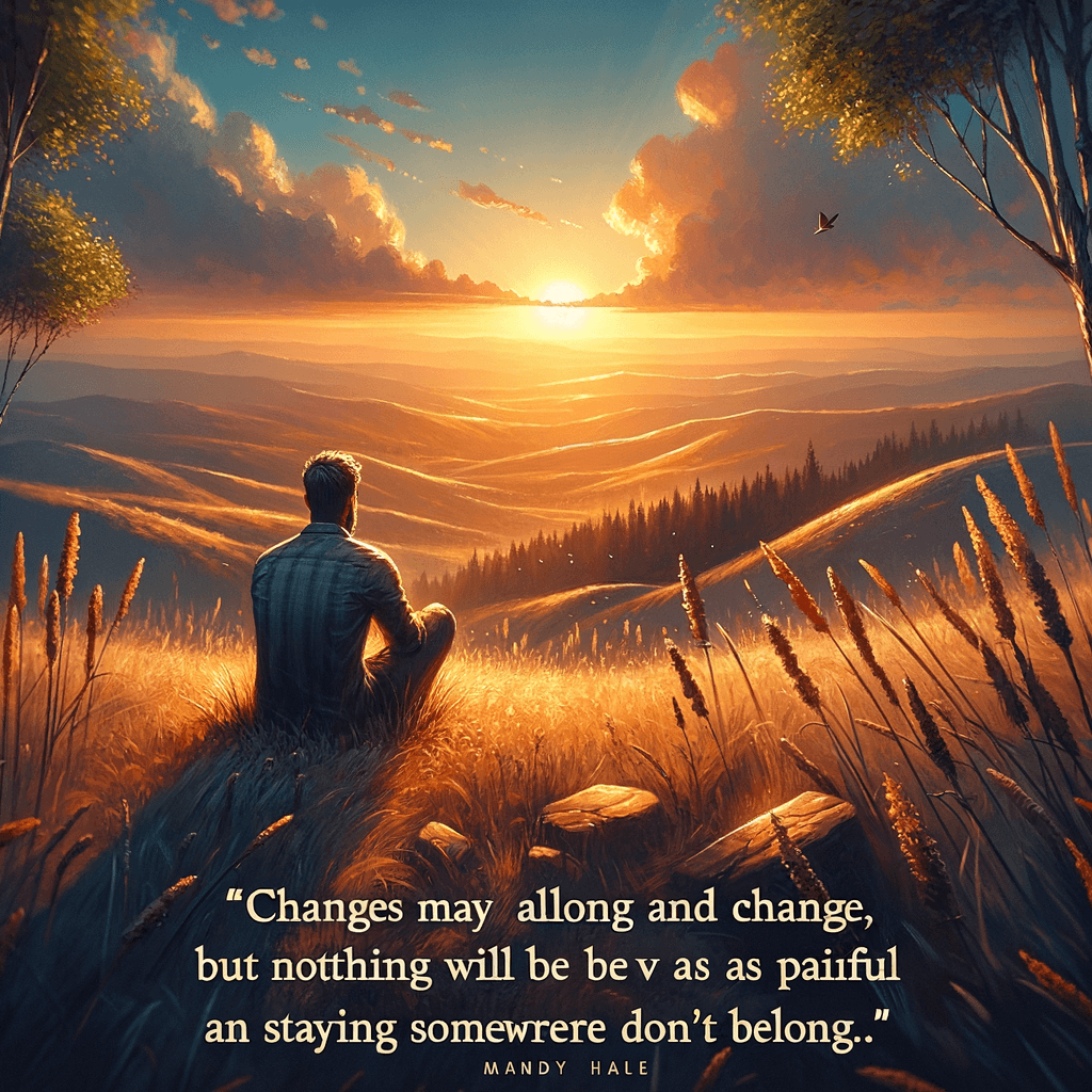 Los cambios pueden llegar y el cambio puede ser doloroso, pero nada será tan doloroso como quedarse atrapado en un lugar donde no perteneces. — Mandy Hale