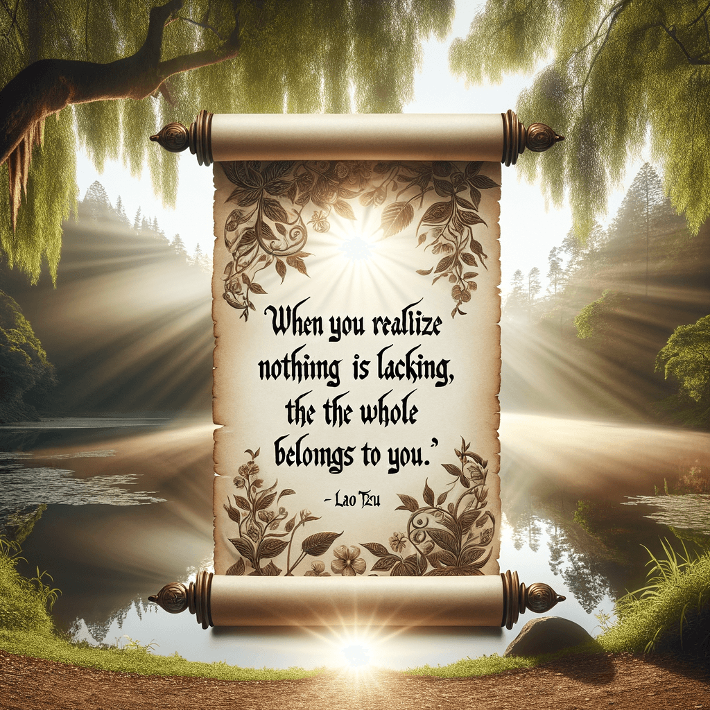 Cuando te das cuenta de que no falta nada, el mundo entero te pertenece. - Lao Tzu