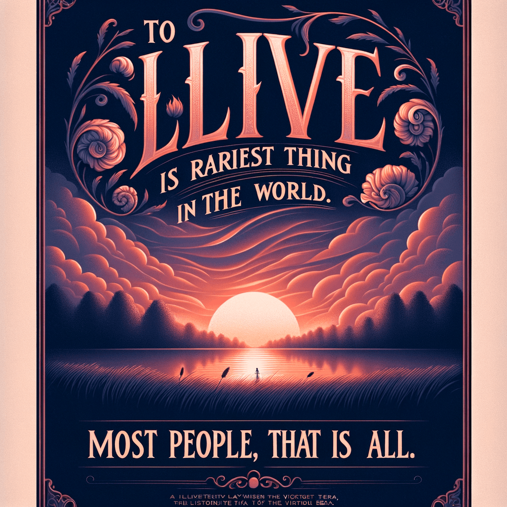 Vivir es lo más raro en el mundo. La mayoría de la gente solo existe, eso es todo. - Oscar Wilde