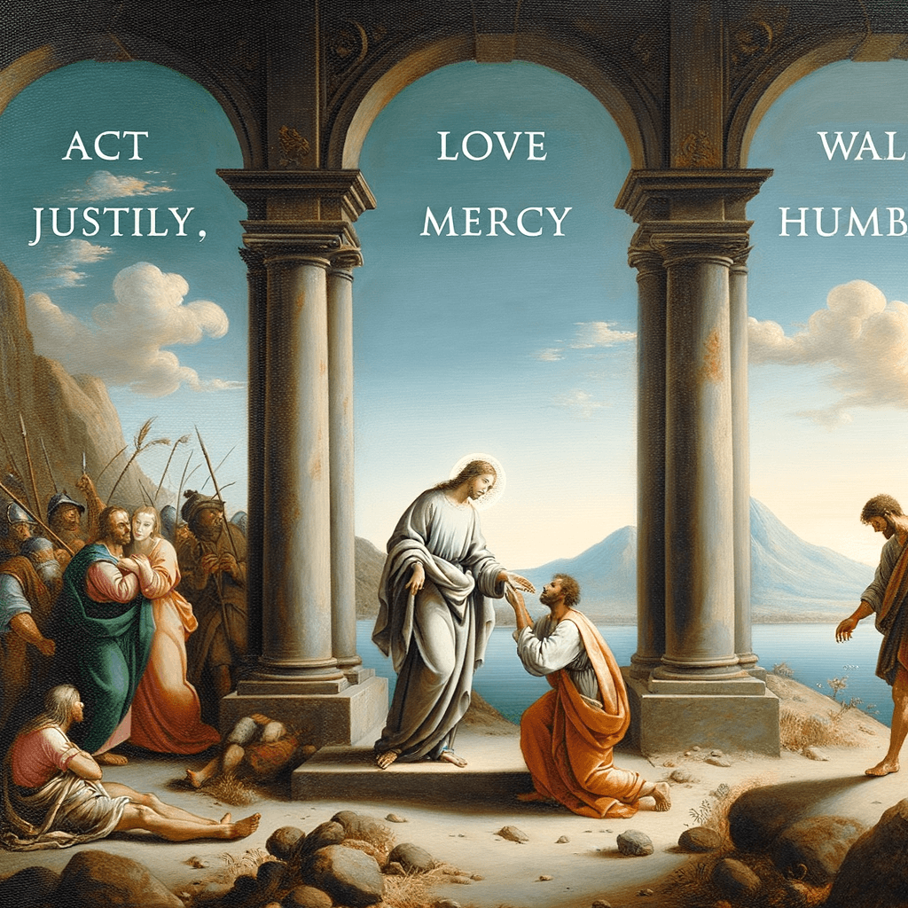 Actúa con justicia, ama la misericordia, camina humildemente. — Miqueas 6:8