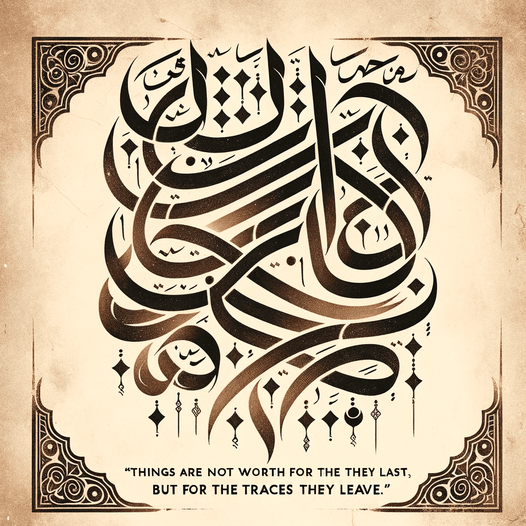 Las cosas no valen por el tiempo que duran, sino por las huellas que dejan. - Proverbio Árabe