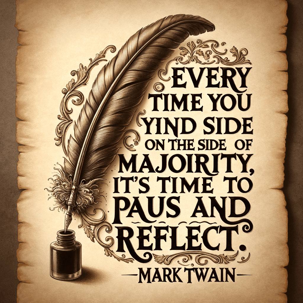 Cada vez que te encuentres del lado de la mayoría, es tiempo de hacer una pausa y reflexionar. - Mark Twain