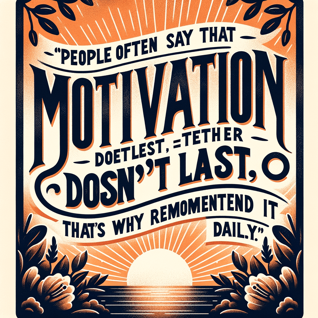 People often say that motivation doesn’t last. Well, neither does bathing—that’s why we recommend it daily. — Zig Ziglar, United States.