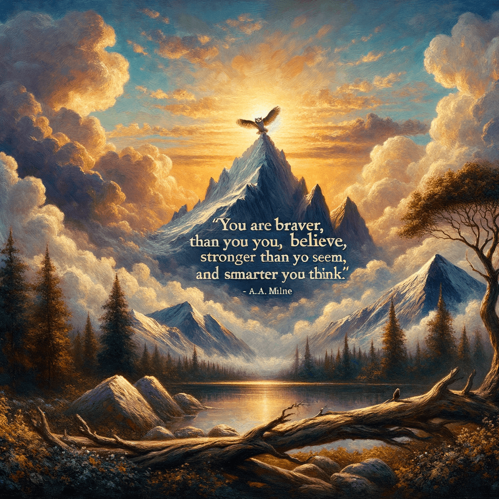 你比你相信的更勇敢,比你看起来的更强大,比你想的更聪明。 — A.A. 米尔恩