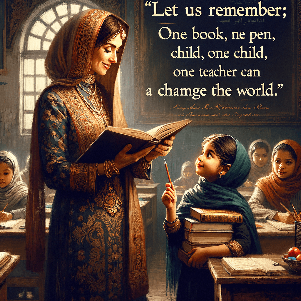 Recordemos: Un libro, un bolígrafo, un niño y un maestro pueden cambiar el mundo. — Malala Yousafzai, Pakistán.