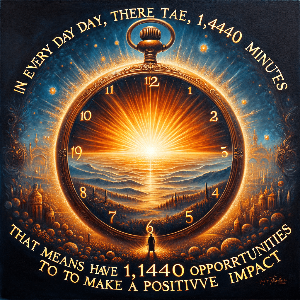 In every day, there are 1,440 minutes. That means we have 1,440 daily opportunities to make a positive impact. — Les Brown