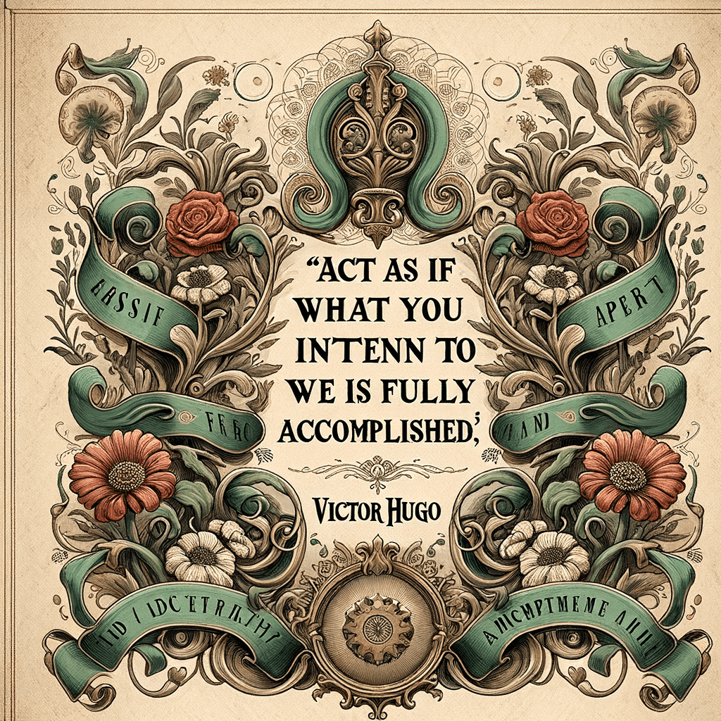 Actúa como si lo que pretendes hacer ya estuviera completamente logrado. — Victor Hugo, Francia.