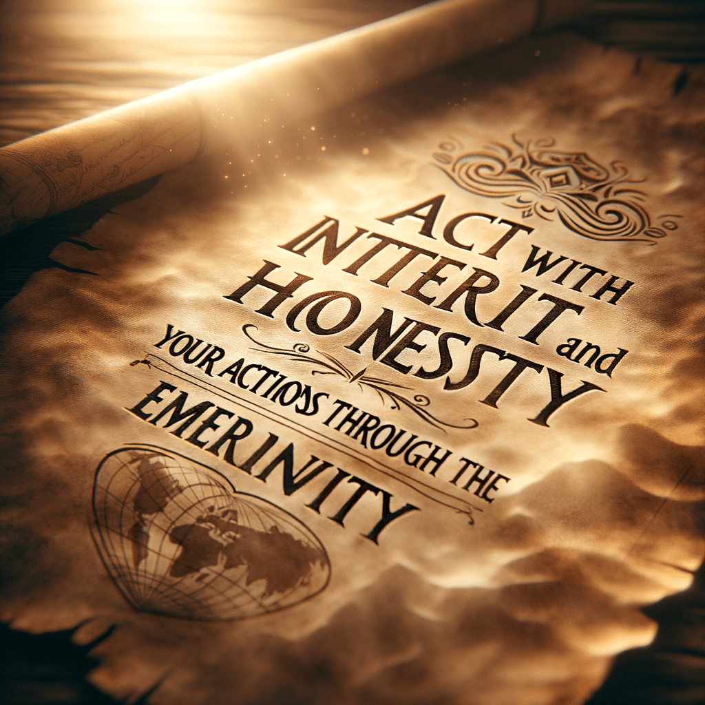 Actúa con integridad y honestidad; tus acciones resonarán en el mundo por la eternidad. — Desconocido