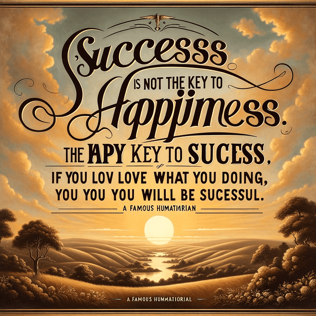 El éxito no es la clave de la felicidad. La felicidad es la clave del éxito. Si amas lo que haces, serás exitoso. - Albert Schweitzer