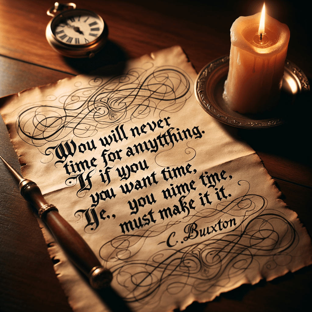 You will never find time for anything. If you want time, you must make it. — Charles Buxton