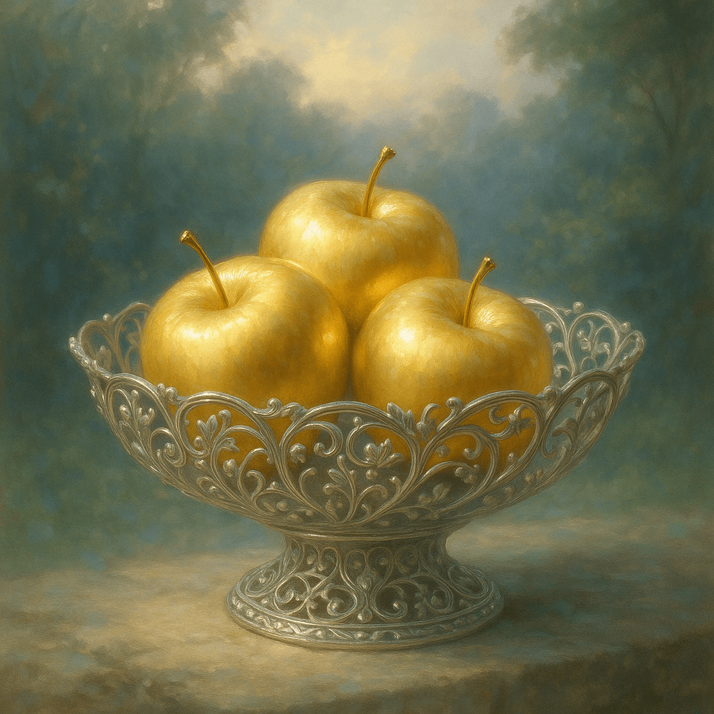 A word fitly spoken is like apples of gold in a setting of silver. — Proverbs (Biblical)