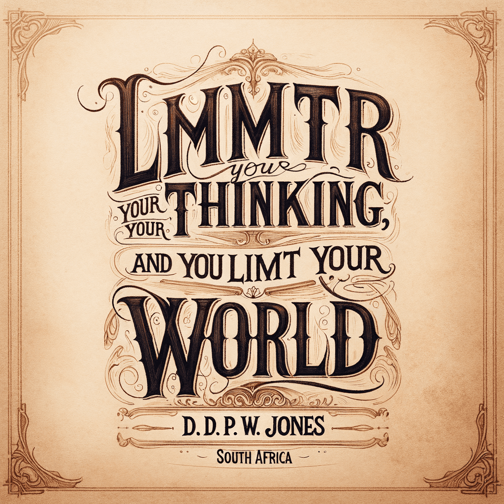 Limit your thinking, and you limit your world. — D. P. W. Jones, South Africa.