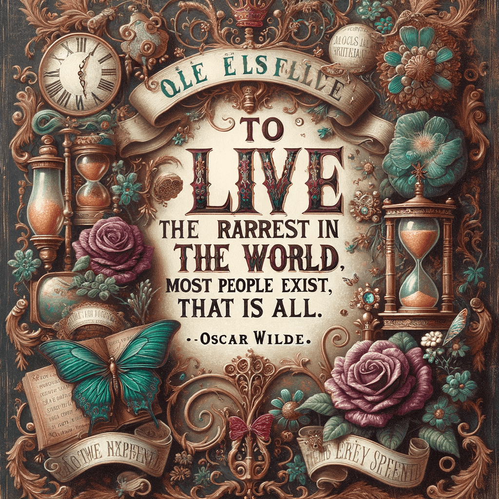 Vivir es la cosa más rara del mundo. La mayoría de la gente existe, eso es todo. - Oscar Wilde