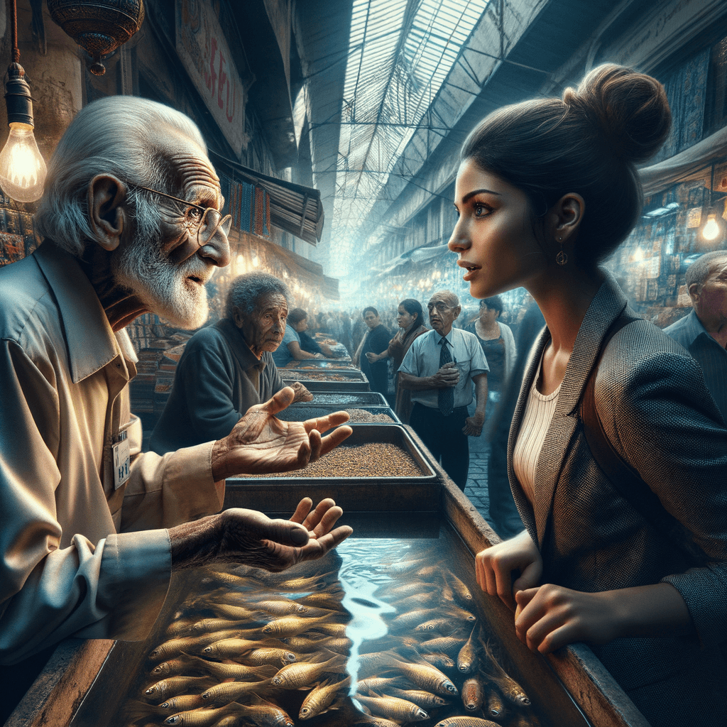 En el corazón del bullicioso mercado, en medio del clamor y el caos, se encontraba un viejo vendedor con sabiduría grabada en cada una de sus arrugas. Joven, le dijo a un aspirante a empresario, la riqueza de la vida no está en el oro, sino en las relaciones que construyes, la confianza que ganas, y la honestidad que mantienes. El negocio es como un río; fluye mejor cuando es claro e intachable.