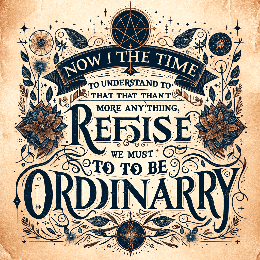 Ahora es el momento de entender que más que nada, debemos negarnos a ser ordinarios. — J.K. Rowling, Reino Unido.