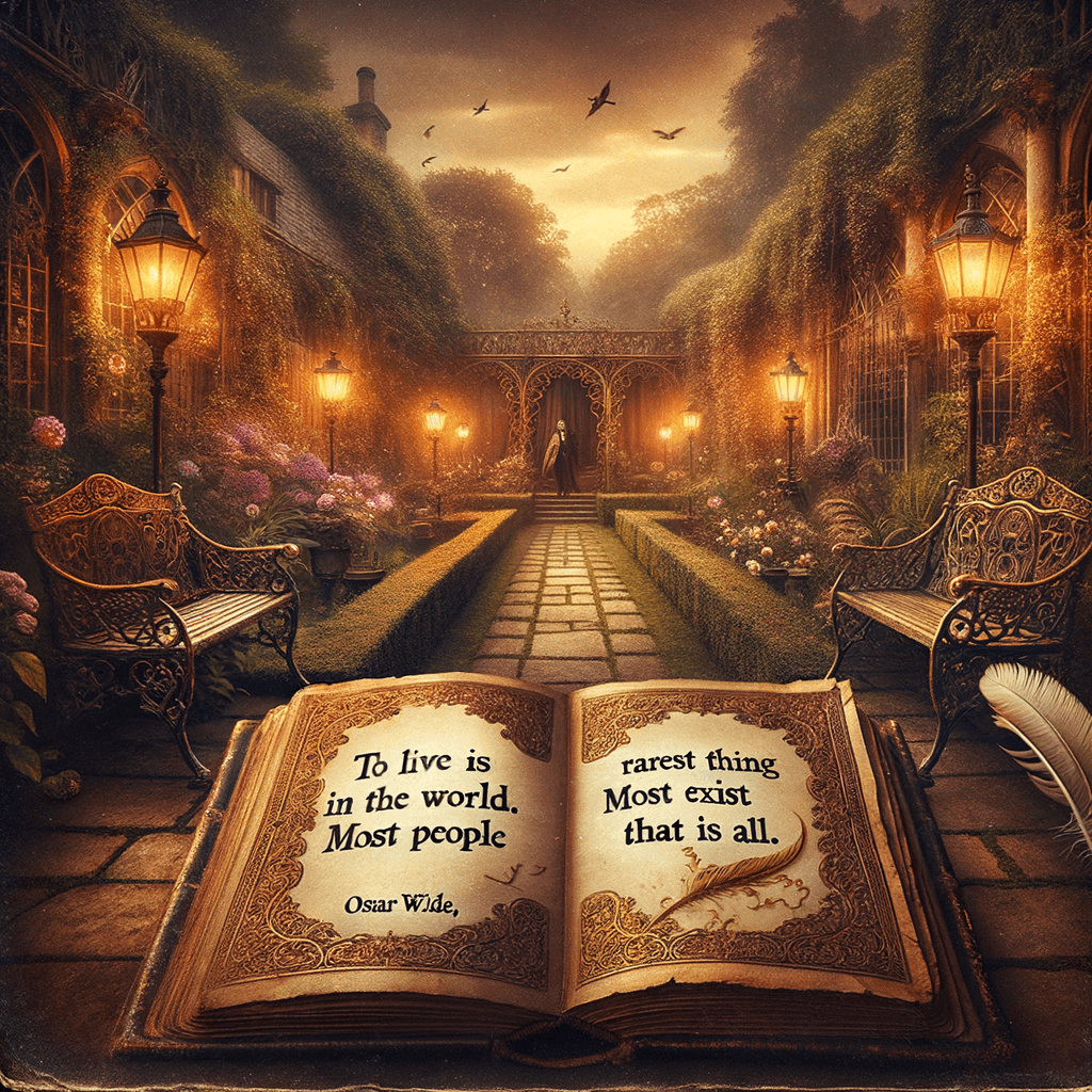 Vivir es lo más raro del mundo. La mayoría de la gente simplemente existe, eso es todo. - Oscar Wilde