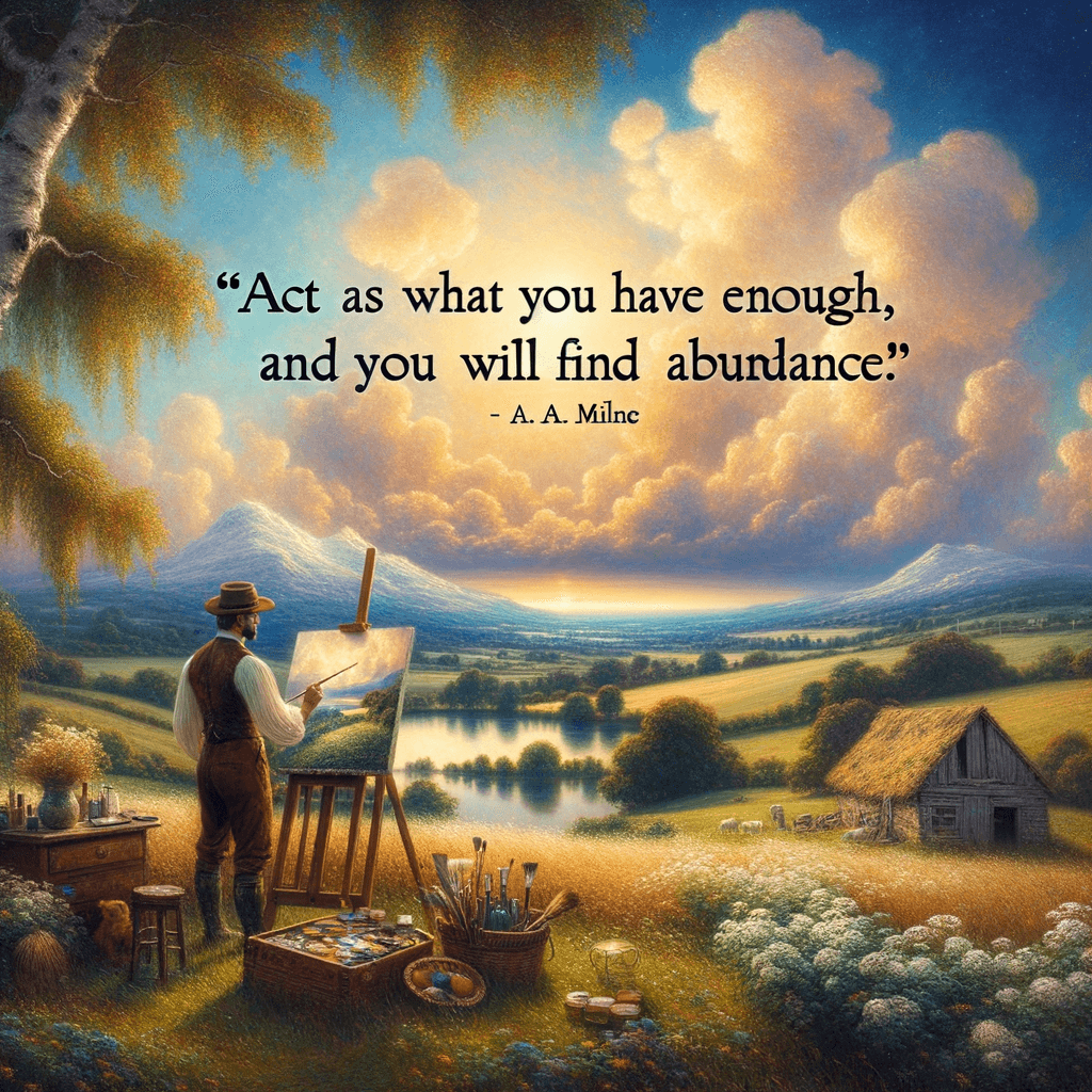 Actúa como si lo que tienes es suficiente, y encontrarás abundancia. — A. A. Milne