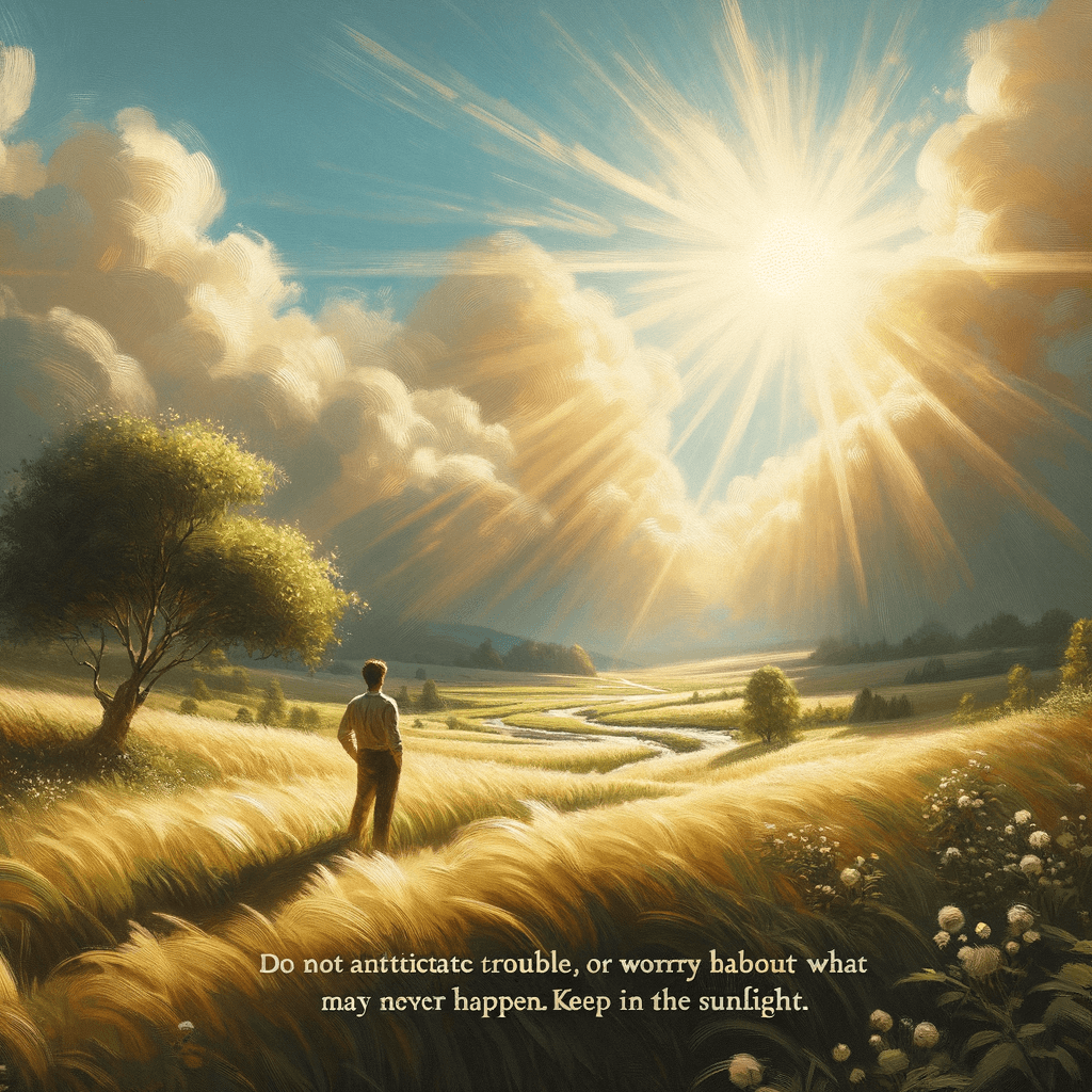 No anticipes problemas ni te preocupes por lo que nunca sucederá. Mantente en la luz del sol. — Benjamin Franklin
