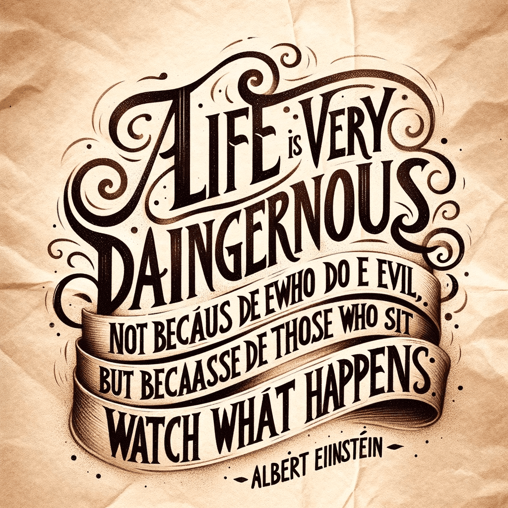 La vida es muy peligrosa. No por las personas que hacen el mal, sino por las que se sientan a ver lo que pasa. - Albert Einstein