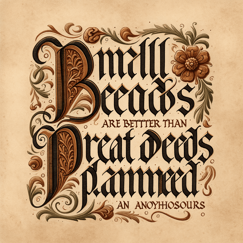 Small deeds done are better than great deeds planned. — Peter Marshall