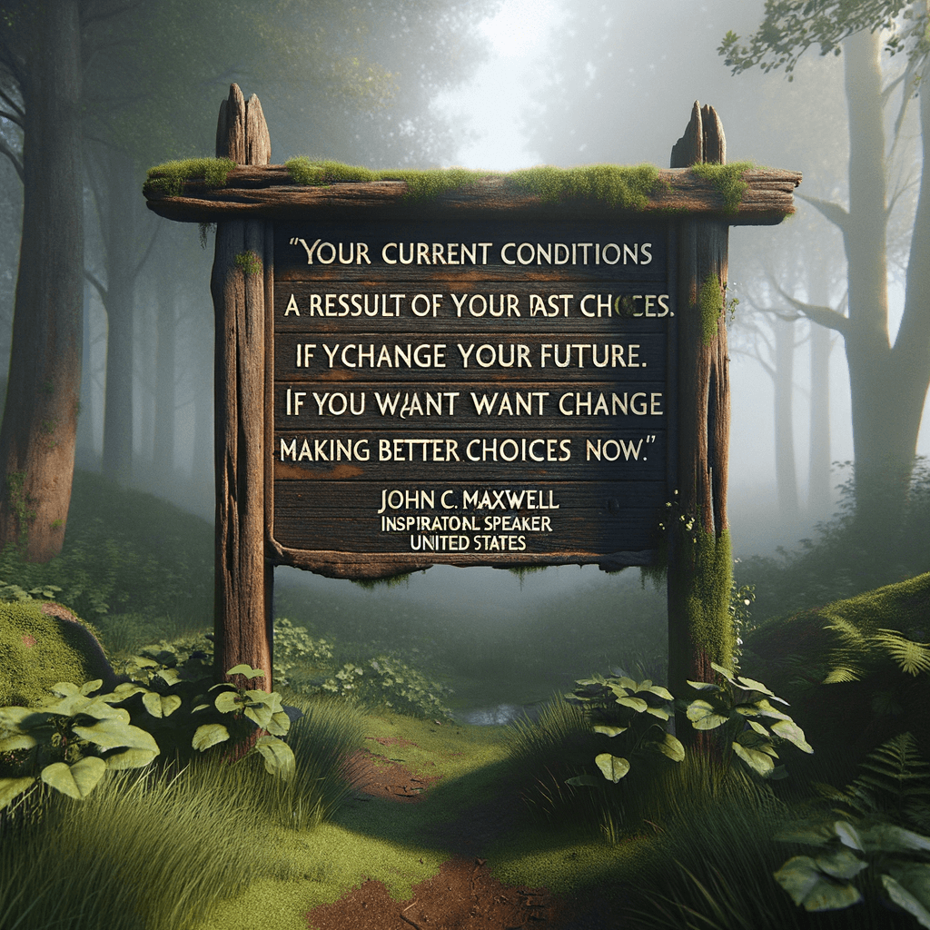 Tus condiciones actuales son el resultado de tus elecciones pasadas. Si quieres cambiar tu futuro, comienza a tomar mejores decisiones ahora. — John C. Maxwell, Estados Unidos.
